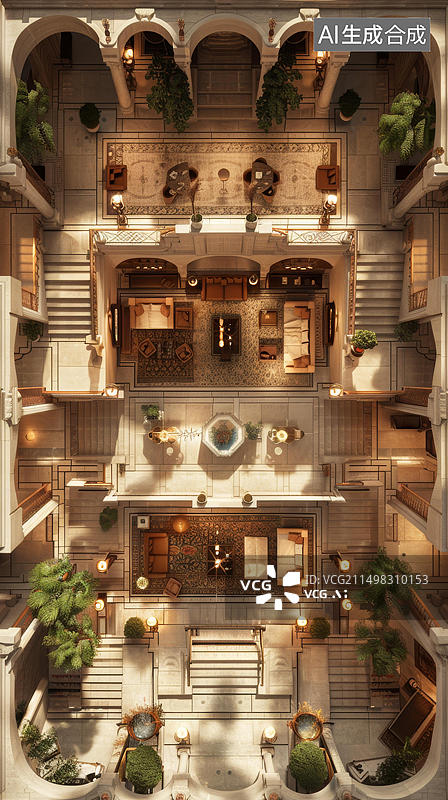 【AI数字艺术】酒店大堂图片素材