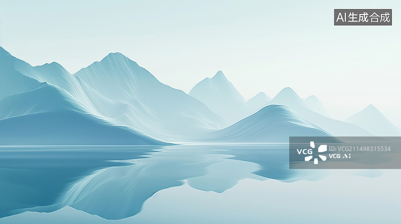 【AI数字艺术】极简主义风格的写意中国山水画背景图片素材