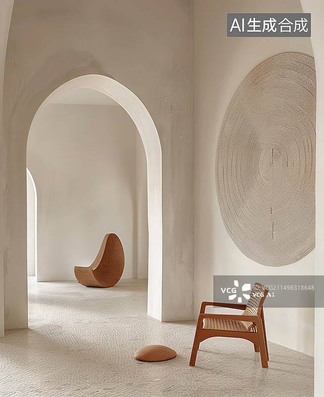 【AI数字艺术】家里靠墙的空椅子图片素材