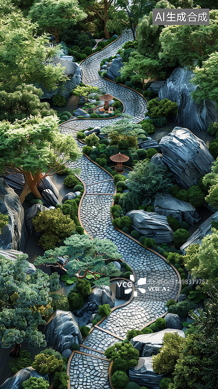 【AI数字艺术】园林景观设计效果图图片素材
