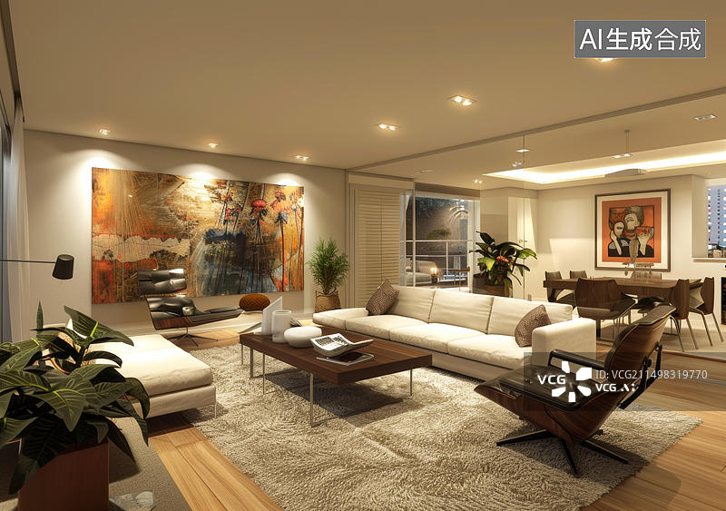 【AI数字艺术】现代简约风格客厅图片素材