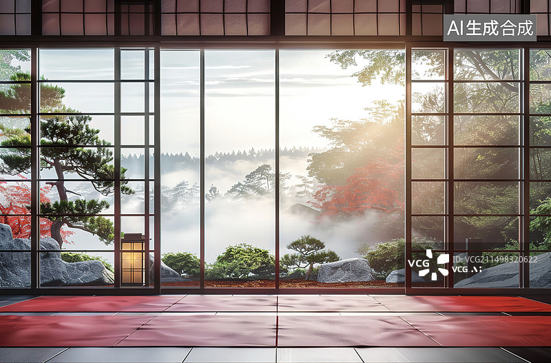 【AI数字艺术】透过窗户看到的树图片素材