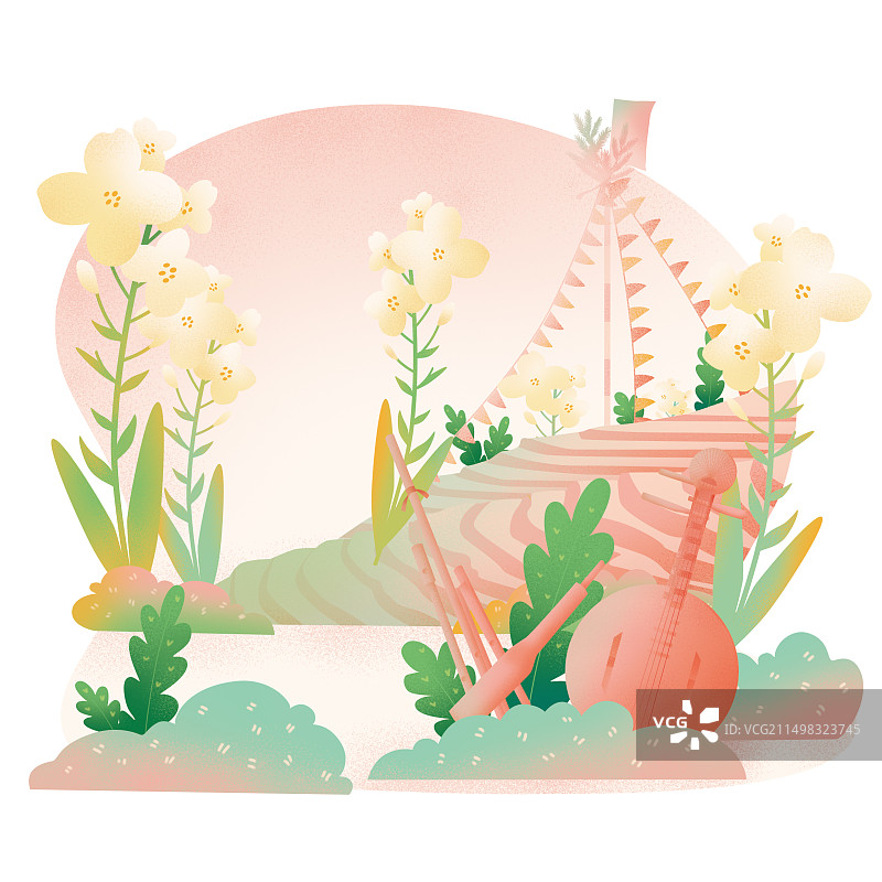 扁平插画少数民族苗族元素背景图片素材