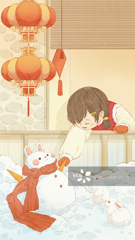 大寒二十四节气之一冬天插画图片素材