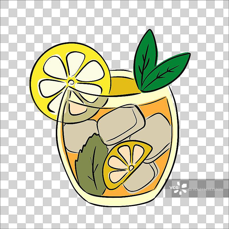 柠檬薄荷冰冷茶夏日饮品图片素材