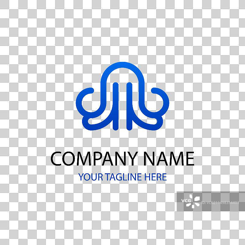 章鱼极简线条艺术标志图片素材