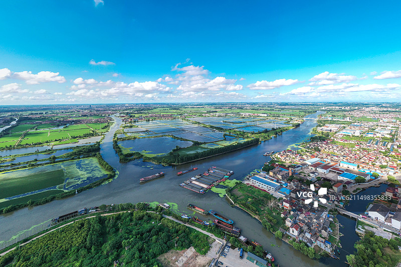 江南水乡，航拍泰州古盐运河图片素材