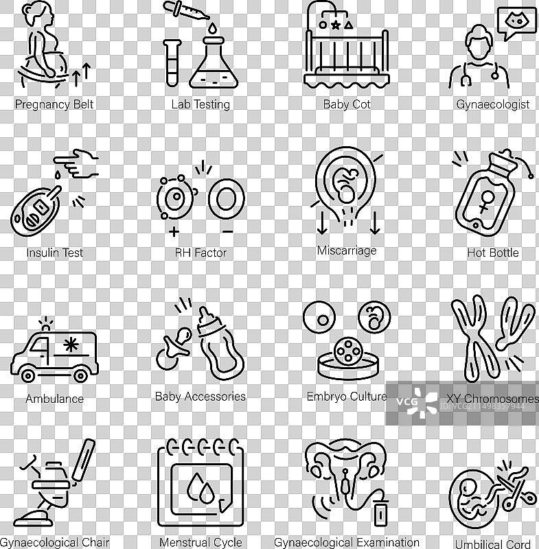 分娩线条风格图标合集图片素材