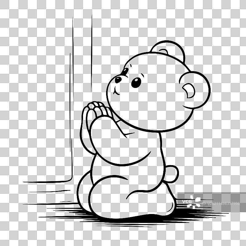 一只熊的卡通，背上有一只熊图片素材