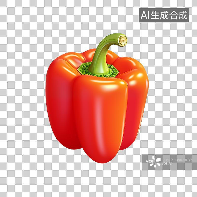 【AI数字艺术】一个甜椒菜椒蔬菜3D插画素材图片素材