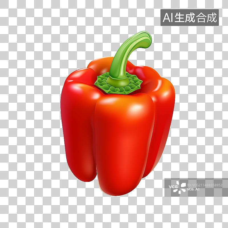 【AI数字艺术】一个甜椒菜椒蔬菜3D插画素材图片素材