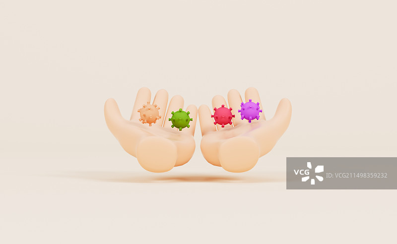 手里病毒卡通3D插画图片素材
