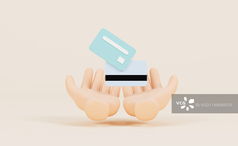 手里的金饭碗3D插画图片素材