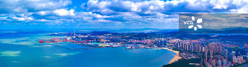 威海城市风光威海全景九龙湾图片素材