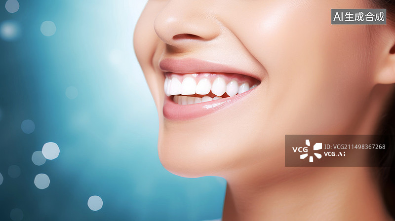 【AI数字艺术】美丽女孩的洁白牙齿特写素材图片素材