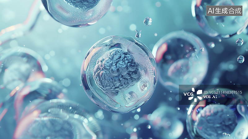 【AI数字艺术】3D渲染细胞细胞核图片素材