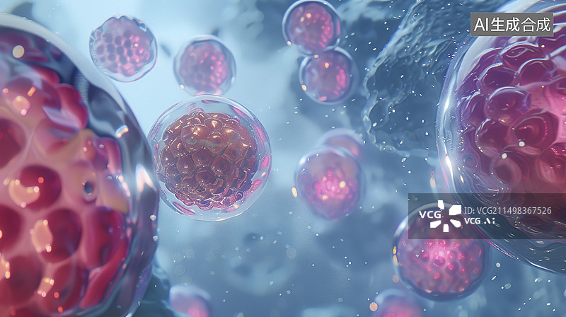 【AI数字艺术】3D渲染细胞细胞核图片素材