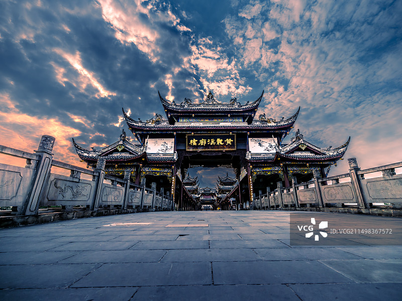 成都双流黄龙溪廊桥图片素材