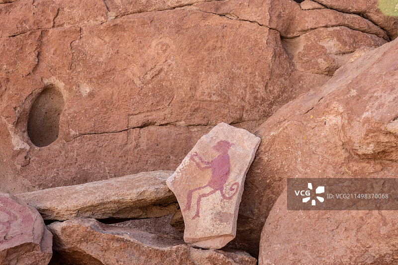 智利耶尔瓦斯布埃纳斯猴子岩画图片素材