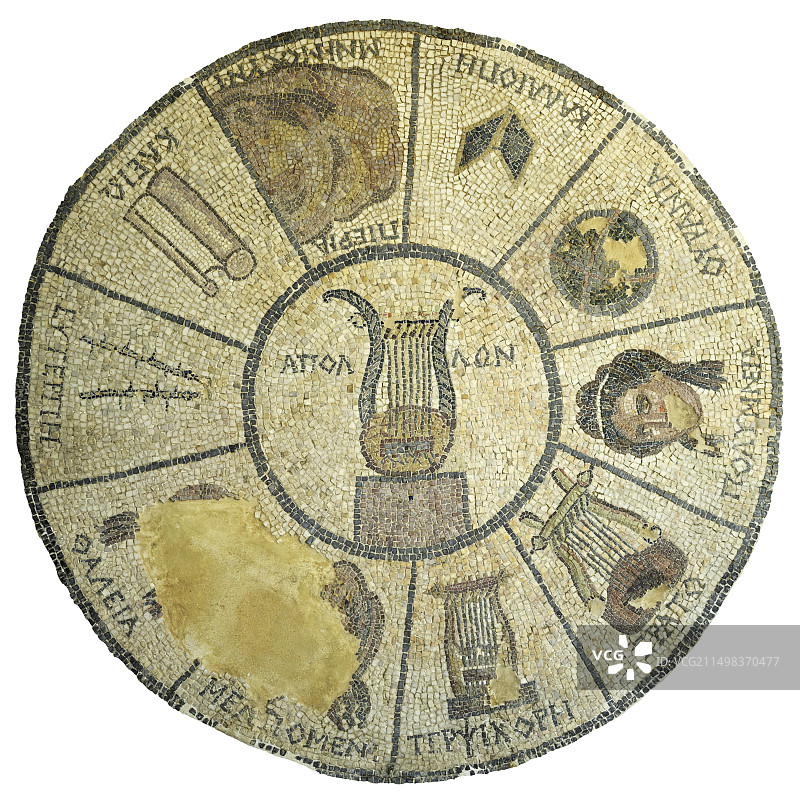 带有神话缪斯图案的马赛克地板图片素材
