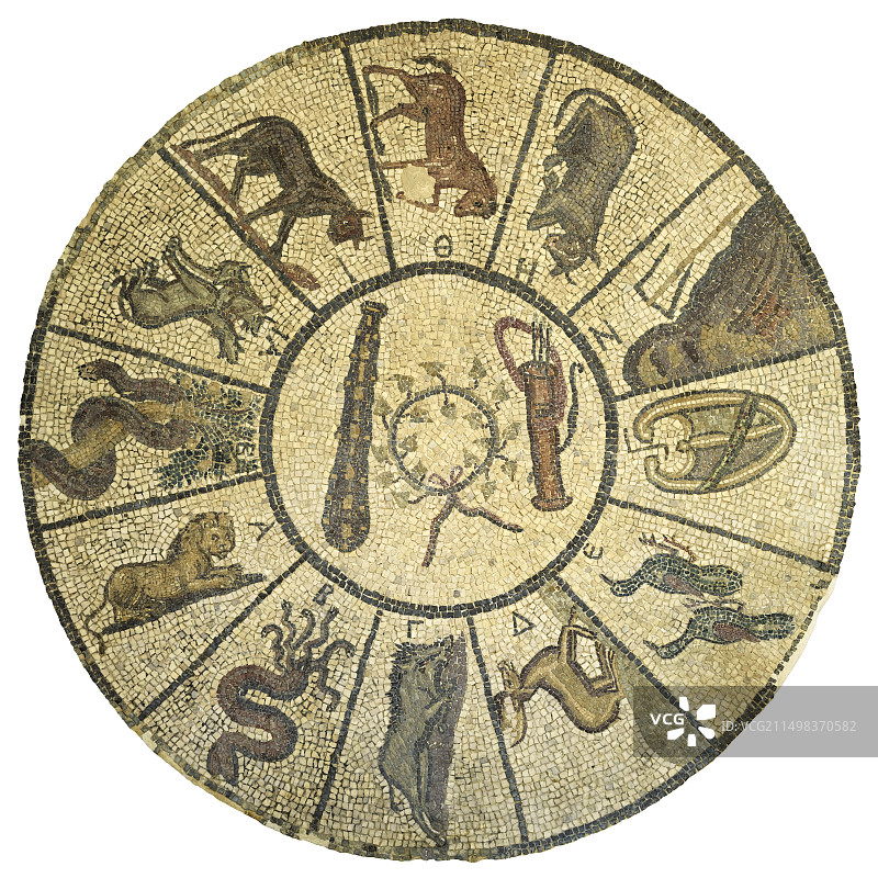 赫拉克勒斯十二项功绩马赛克地板图片素材