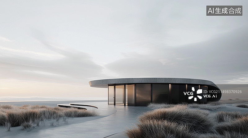 【AI数字艺术】汽车广告背景——极具设计感的未来主义风格展厅建筑图片素材