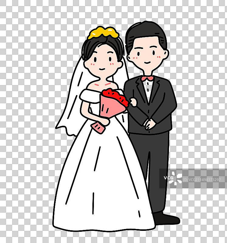 婚礼，结婚，情侣，婚纱，爱情，描边,风格,简笔,画,设计,元素图片素材