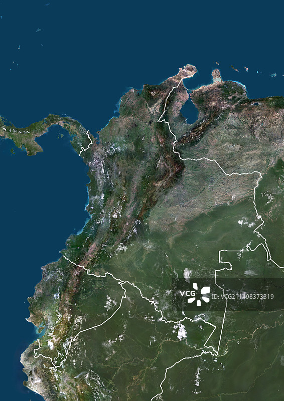 哥伦比亚和厄瓜多尔卫星图像图片素材