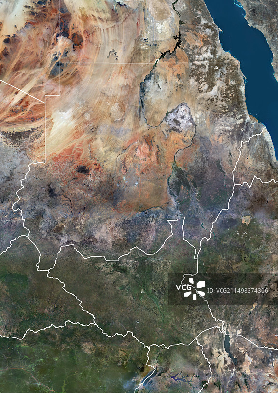 苏丹和南苏丹卫星图像图片素材