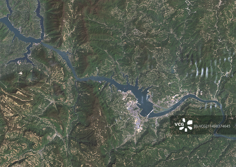 中国三峡大坝卫星图像图片素材
