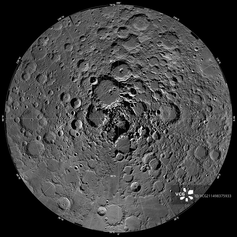 月球北极合成图图片素材