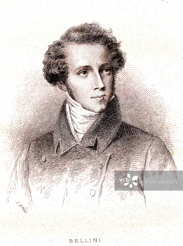 意大利作曲家温琴佐·贝利尼插图图片素材