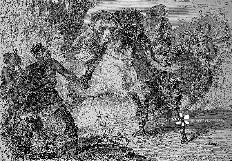 古代德意志武器训练图图片素材