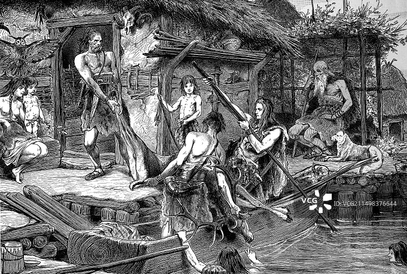 高跷房屋插画图片素材