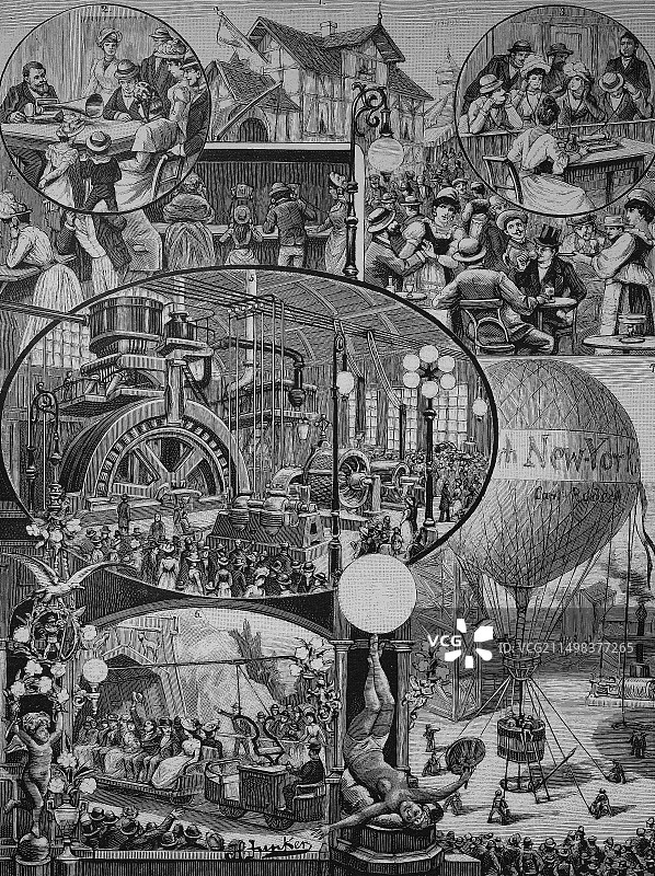 19世纪电气技术展览插图图片素材