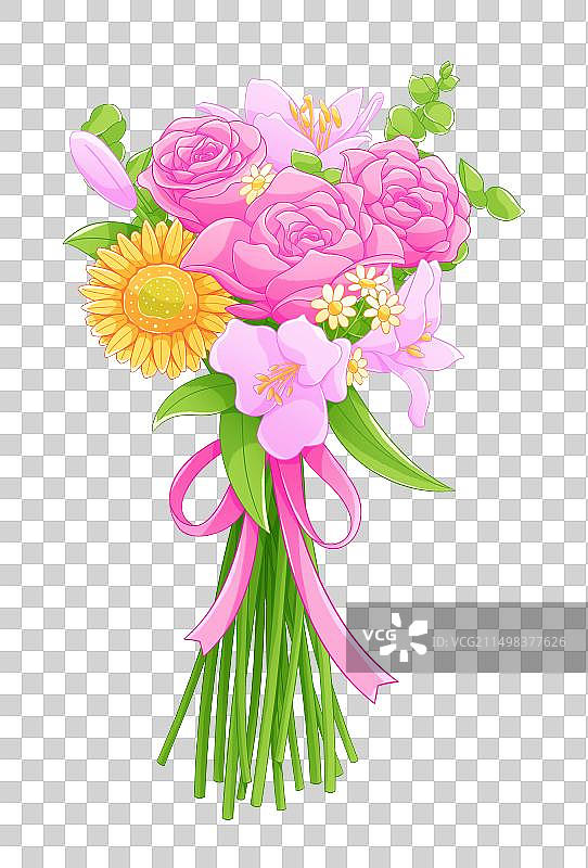 七夕情人节鲜花花束元素插画图片素材