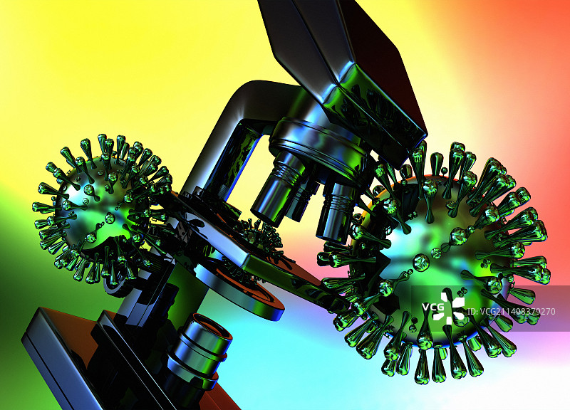 显微镜和病毒插图图片素材