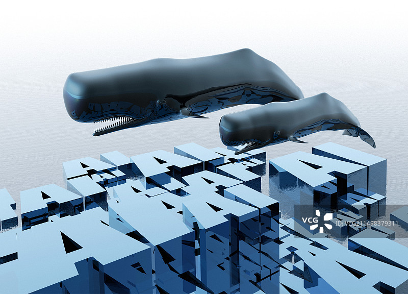 鲸鱼交流中的AI概念插图图片素材