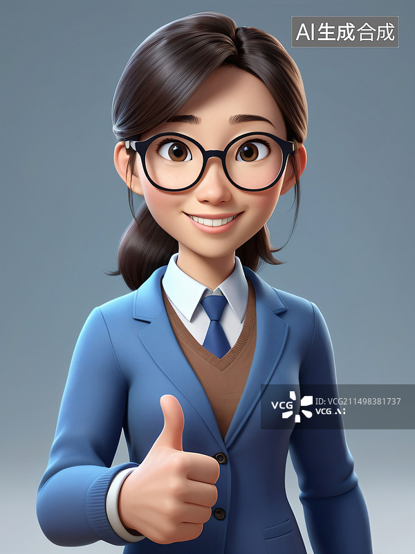 【AI数字艺术】点赞的女老师图片素材