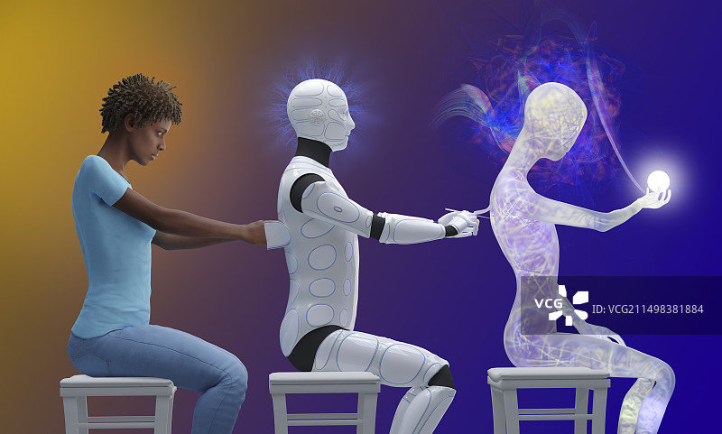 AI技术进步概念插画图片素材