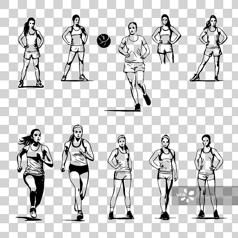 女性黑白绘画作品图片素材