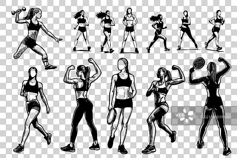 一系列男女剪影图片素材