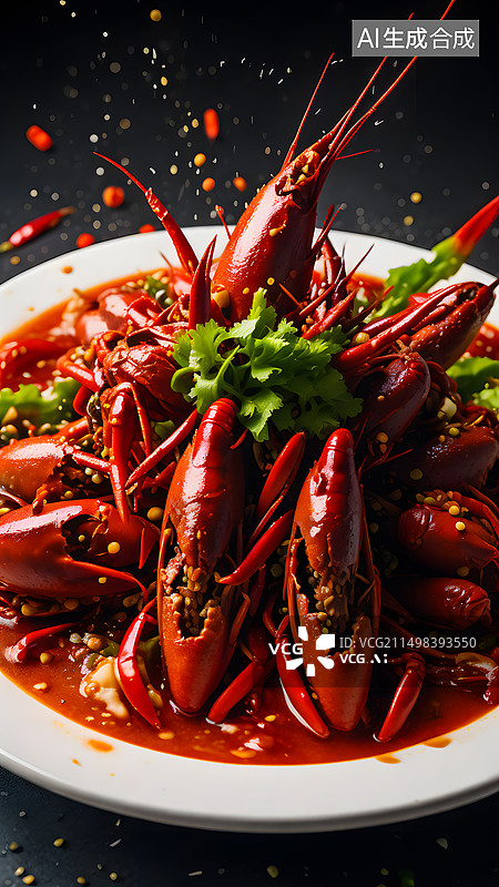 【AI数字艺术】麻辣蒜蓉小龙虾图片素材