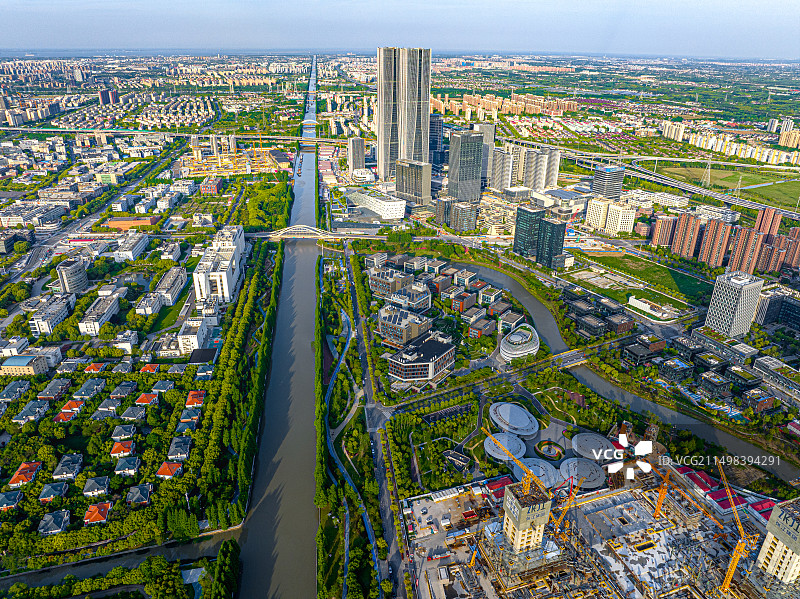 张江人工智能岛 川杨河滨水公园 航拍上海张江高科技园区全景 产业园区建筑图鉴 张江科学城图片素材