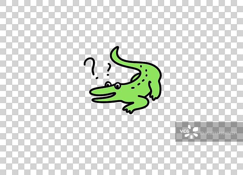 鳄鱼，鱼，描边风格简笔画设计元素图片素材