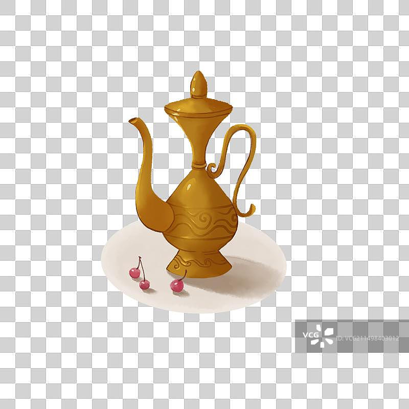 古风金色酒壶元素图片素材