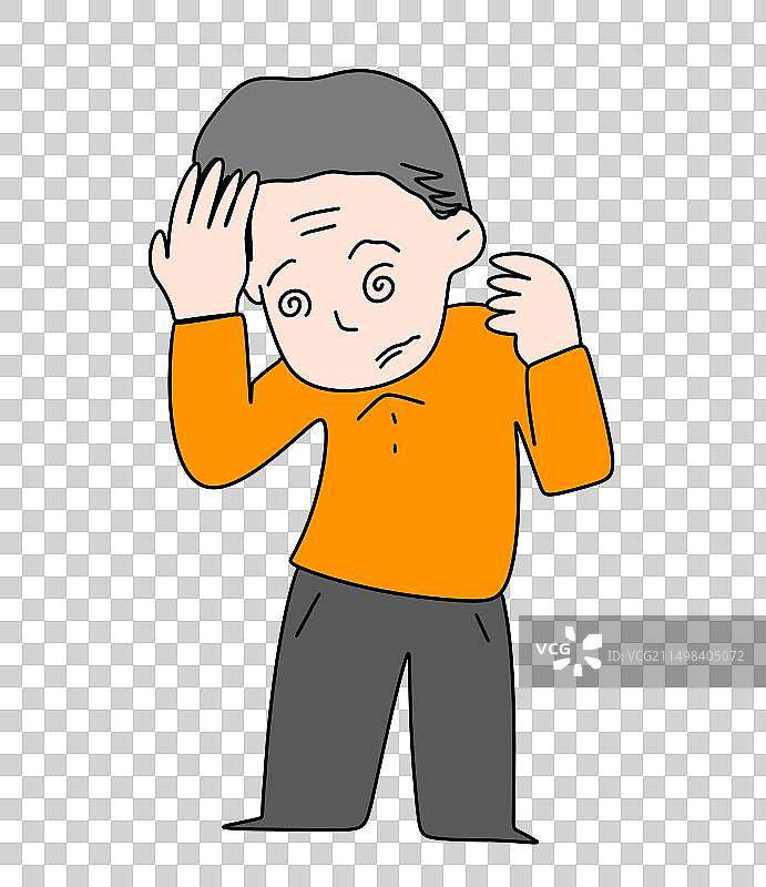 头疼，疾病，昏迷，眩晕，描边风格简笔画设计元素图片素材