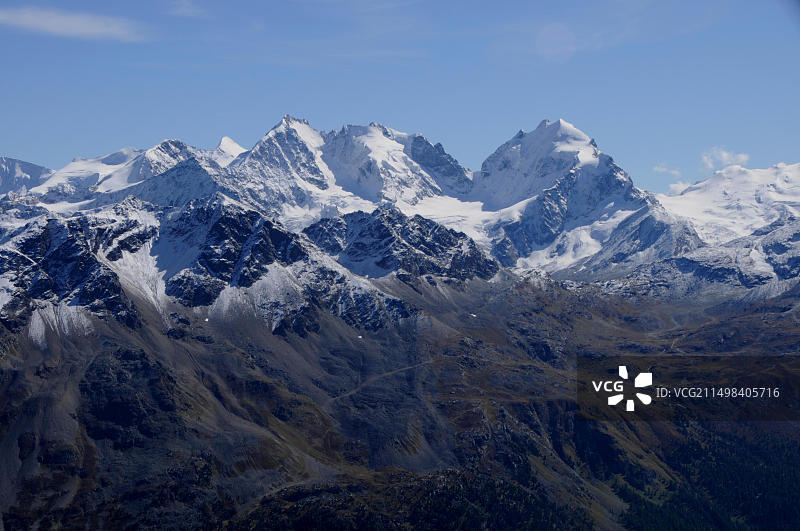 瑞士阿尔卑斯山：上恩嘎丁雪山全景图片素材