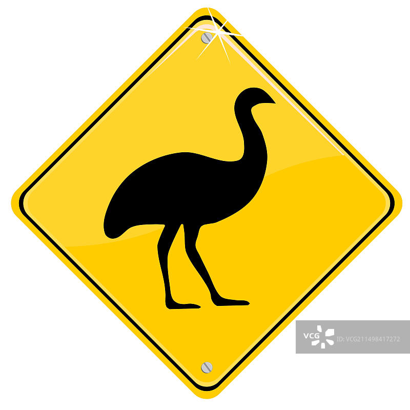 带有鸸鹋的交通标志图片素材