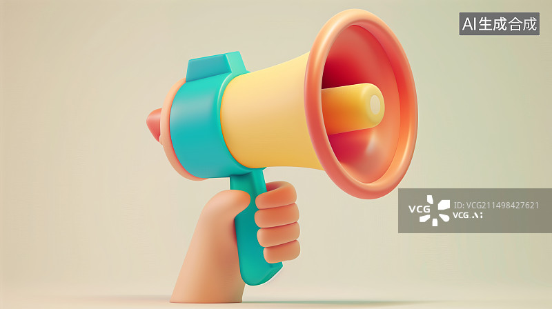 【AI数字艺术】一只手拿着喇叭卡通C4D图片素材